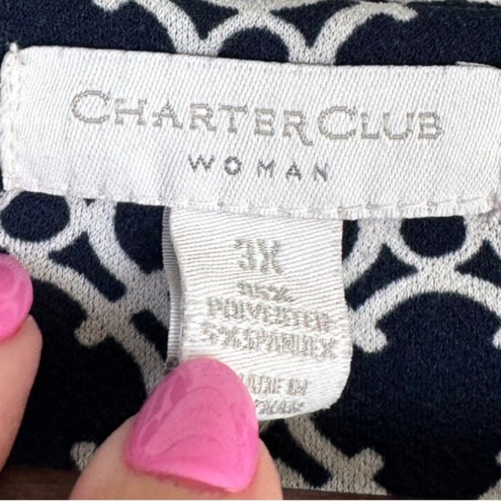 Charter Club Blue White Faux Wrap Dress Size 3X - Picture 6 of 7